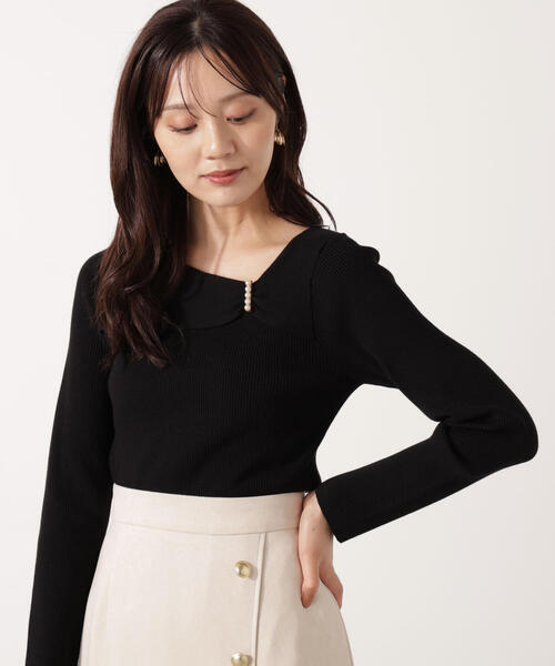 PROPORTION BODY DRESSING（プロポーションボディドレッシング）の「アシメパールデザインニット / 1215270011（ニット/セーター・レディース・ホワイト系その他/ボルドー/ブラック・SMALL/MEDIUM）」の12枚目の写真