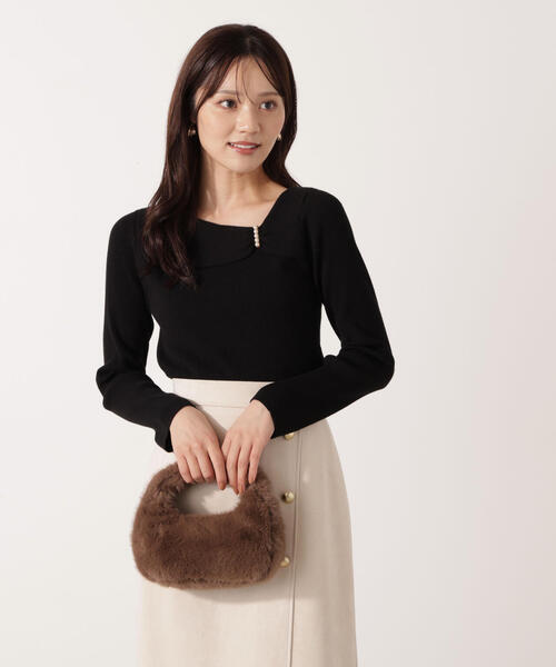 PROPORTION BODY DRESSING（プロポーションボディドレッシング）の「アシメパールデザインニット / 1215270011（ニット/セーター・レディース・ホワイト系その他/ボルドー/ブラック・SMALL/MEDIUM）」の15枚目の写真