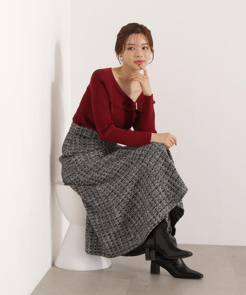 PROPORTION BODY DRESSING(プロポーションボディドレッシング)の「アシメパールデザインニット / 1215270011(ニット/セーター・レディース・ホワイト系その他/ボルドー/ブラック・SMALL/MEDIUM)」の8枚目の写真