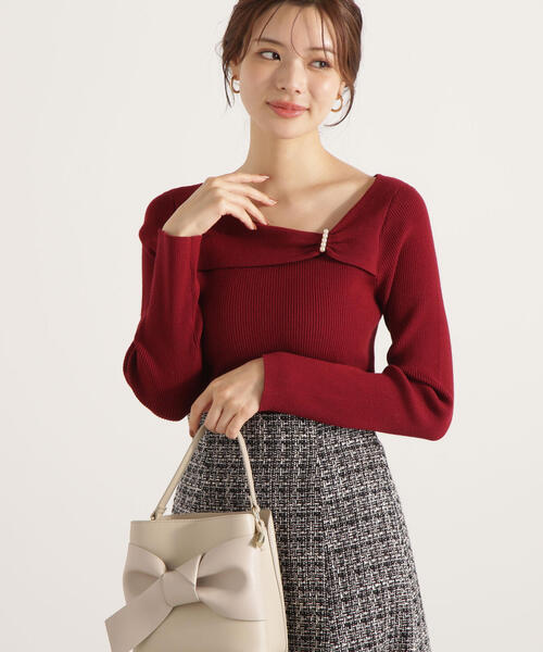 PROPORTION BODY DRESSING(プロポーションボディドレッシング)の「アシメパールデザインニット / 1215270011(ニット/セーター・レディース・ホワイト系その他/ボルドー/ブラック・SMALL/MEDIUM)」の5枚目の写真