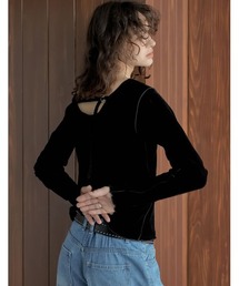 Re:EDIT（リエディ）の「[2025AW COLLECTION]シアーフロッキーベロアバックベルト長袖トップス（Tシャツ/カットソー）」