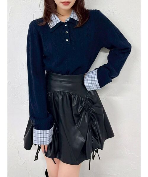 セール】ダブルカラーケーブルレイヤードニット（ニット/セーター