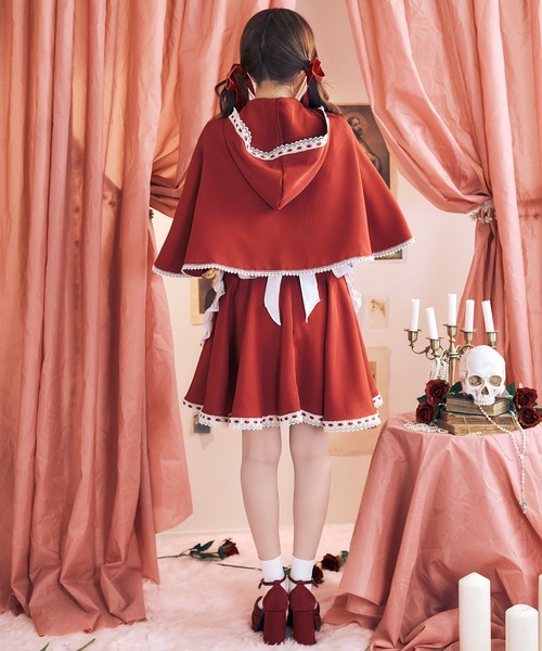 シュガー 赤ずきんロングフレアワンピース 【コスプレ3点セット】 赤