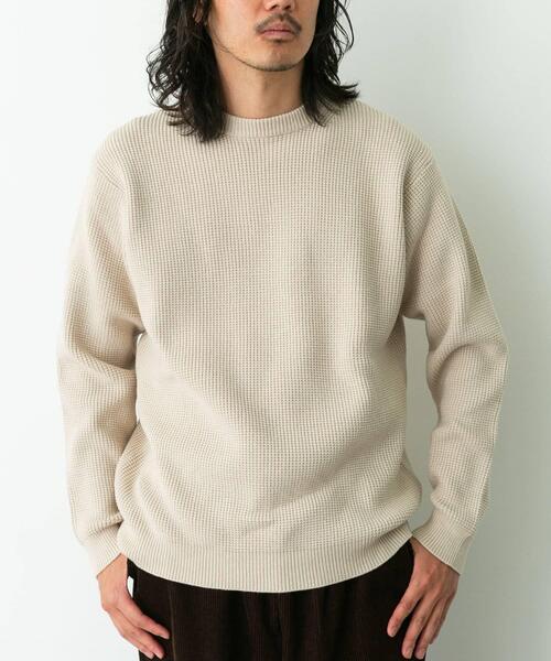 URBAN RESEARCH Sonny Label(アーバンリサーチサニーレーベル)の「ウォッシャブルワッフルニットプルオーバー(ニット/セーター・メンズ・グレー/ブルー/チャコールグレー/ホワイト系その他/ブラウン・MEDIUM/LARGE/X-LARGE)」の6枚目の写真