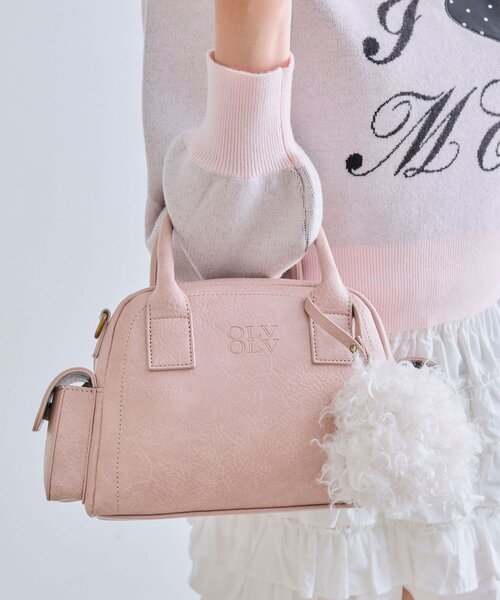 OLIVE des OLIVE(オリーブデオリーブ)の「ふわふわポーチ付きボストンバッグ(ショルダーバッグ・レディース・ピンク/ブラウン/アイボリー・FREE)」の16枚目の写真