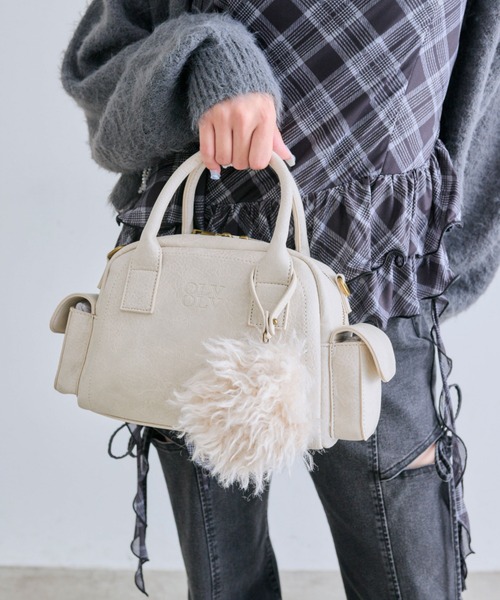OLIVE des OLIVE(オリーブデオリーブ)の「ふわふわポーチ付きボストンバッグ(ショルダーバッグ・レディース・ピンク/ブラウン/アイボリー・FREE)」の6枚目の写真