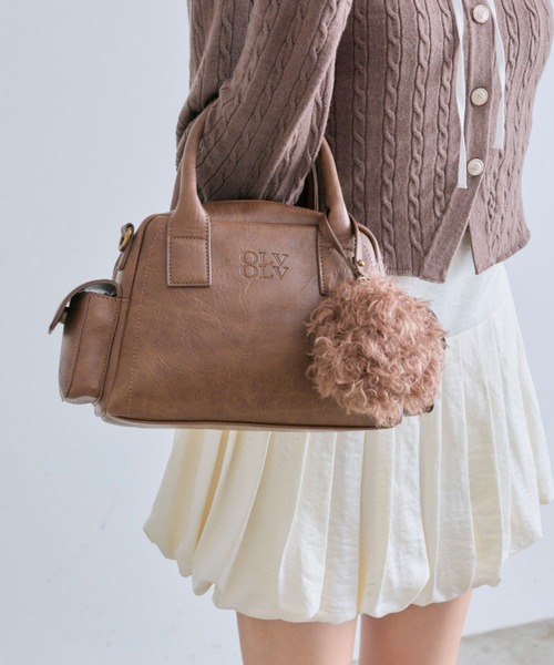 OLIVE des OLIVE(オリーブデオリーブ)の「ふわふわポーチ付きボストンバッグ(ショルダーバッグ・レディース・ピンク/ブラウン/アイボリー・FREE)」の11枚目の写真