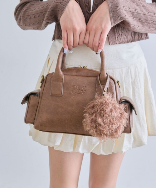 OLIVE des OLIVE(オリーブデオリーブ)の「ふわふわポーチ付きボストンバッグ(ショルダーバッグ・レディース・ピンク/ブラウン/アイボリー・FREE)」の13枚目の写真