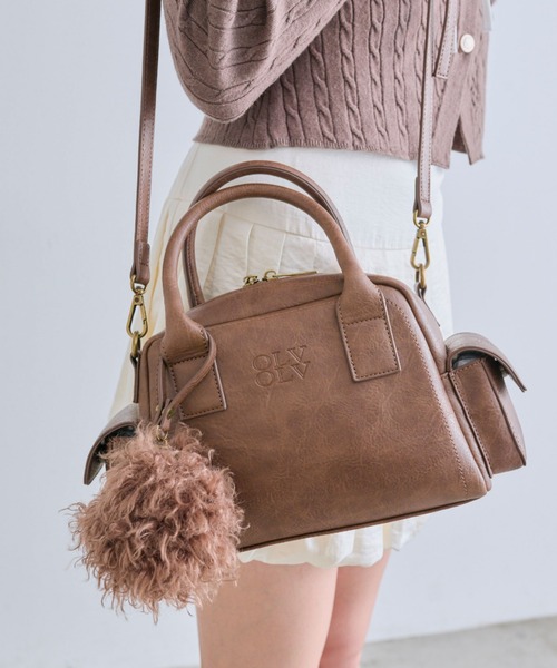 OLIVE des OLIVE(オリーブデオリーブ)の「ふわふわポーチ付きボストンバッグ(ショルダーバッグ・レディース・ピンク/ブラウン/アイボリー・FREE)」の15枚目の写真