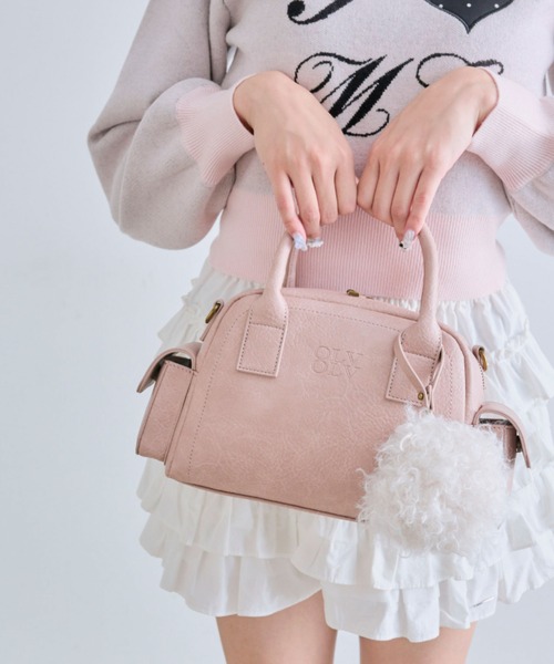 OLIVE des OLIVE(オリーブデオリーブ)の「ふわふわポーチ付きボストンバッグ(ショルダーバッグ・レディース・ピンク/ブラウン/アイボリー・FREE)」の4枚目の写真