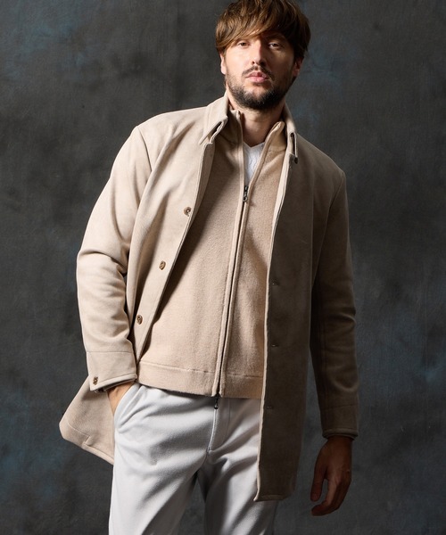 マイクロ起毛ポンチ ムラプリントスタンドコート（その他アウター