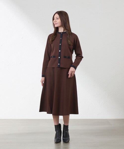 amaca（アマカ）の「ミラノリブスカート（スカート・レディース・ダークネイビー/ブラウン系その他5・38）」の6枚目の写真