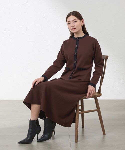 amaca（アマカ）の「ミラノリブスカート（スカート・レディース・ダークネイビー/ブラウン系その他5・38）」の7枚目の写真