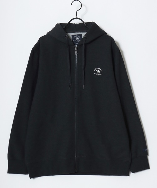 Santa Barbara Polo & Racquet Club（サンタ・バーバラ・ポロ & ラケット・クラブ）の「Santa Barbara Polo & Racquet Club/サンタバーバラポロ & ラケットクラブ 裏毛 ロゴ ワンポイント刺繍 スウェット ジップアップパーカー/長袖 トップス フルジップパーカー/レディース メンズ（パーカー・レディース・オートミール/チャコール/ブラック/グレー・M/L/LL）」の9枚目の写真