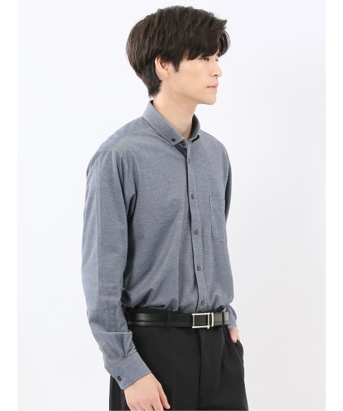 m.f.editorial(エムエフエディトリアル)の「シャツ メンズ 長袖 ストレッチ 吸水速乾 イージーケア ショート ボタンダウン ビジカジ クールビズ アルティマ(ビジネスシャツ・メンズ・グレー/ネイビー・LARGE/MEDIUM)」の9枚目の写真