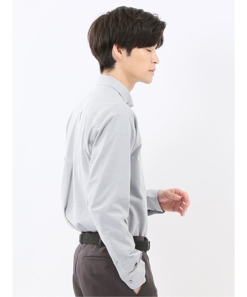 m.f.editorial(エムエフエディトリアル)の「シャツ メンズ 長袖 ストレッチ 吸水速乾 イージーケア ショート ボタンダウン ビジカジ クールビズ アルティマ(ビジネスシャツ・メンズ・グレー/ネイビー・LARGE/MEDIUM)」の3枚目の写真