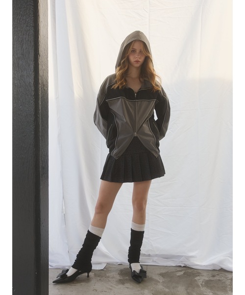 lilLilly（リルリリー）の「レースバイカラーナイロンジャケット（ナイロンジャケット・レディース・ピンク/グレー・FREE）」の5枚目の写真