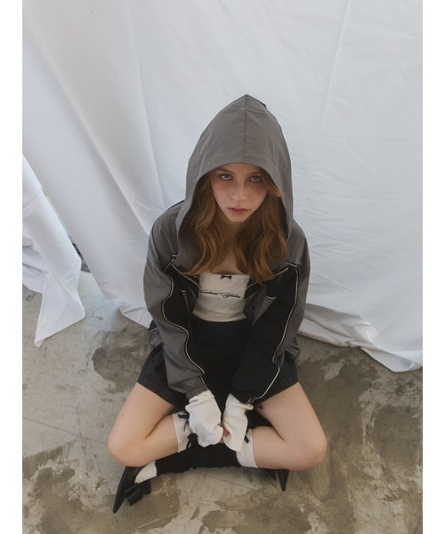 lilLilly（リルリリー）の「レースバイカラーナイロンジャケット（ナイロンジャケット・レディース・ピンク/グレー・FREE）」の13枚目の写真