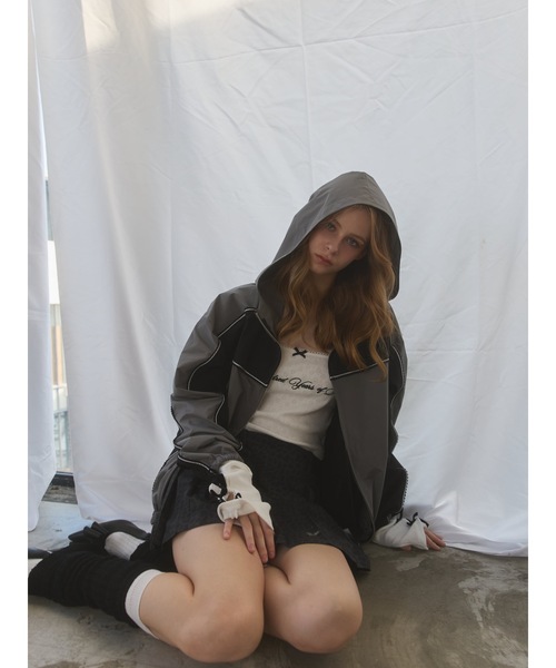 lilLilly（リルリリー）の「レースバイカラーナイロンジャケット（ナイロンジャケット・レディース・ピンク/グレー・FREE）」の12枚目の写真