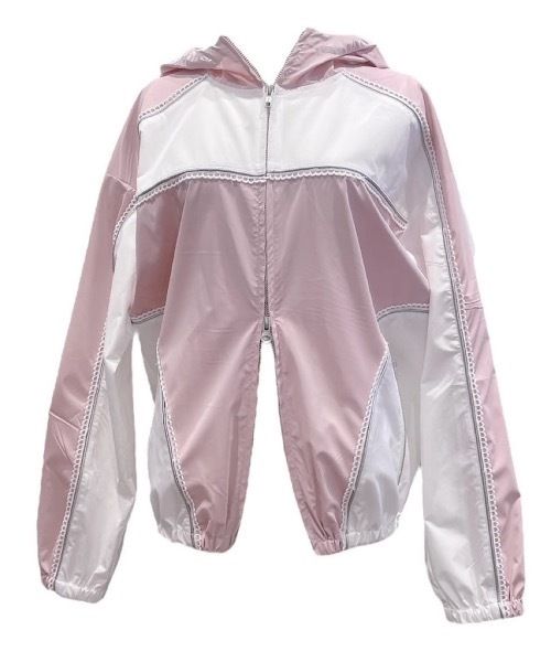 lilLilly（リルリリー）の「レースバイカラーナイロンジャケット（ナイロンジャケット・レディース・ピンク/グレー・FREE）」の18枚目の写真