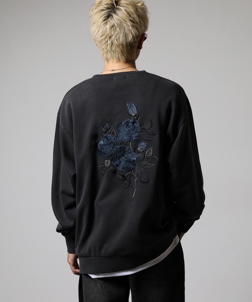 FUNALIVE(ファンアライブ)の「WS select ピグメントWASH加工 バラ刺繍トレーナー(スウェット・メンズ・ブラック×ブラック/ブラック×ブルー・M/L)」の22枚目の写真