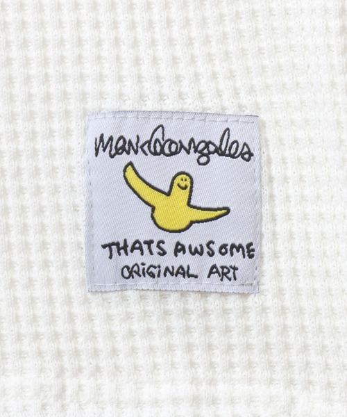 Mark Gonzales（マーク・ゴンザレス）の「MARK GONZALES ARTWORK COLLECTION/マークゴンザレス 別注 ワンポイント刺繍 ピスネーム ドローコード オーバーサイズ サーマル ワッフル ヘンリーネック 長袖Tシャツ ロンT（Tシャツ/カットソー・メンズ・ブラック/チャコール/ホワイト/グレー・M/XL/L）」の13枚目の写真