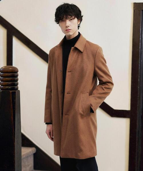 TAKEO KIKUCHI（タケオキクチ）の「カシミヤブレンド ビーバー調ステンカラーコート（ステンカラーコート・メンズ・ダークブラウン系/ライトグレー系/ブルー系その他2/ブラック系・02/04/03）」の3枚目の写真