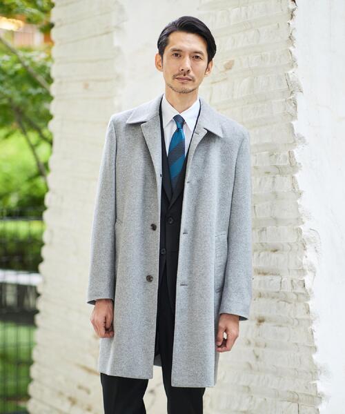 TAKEO KIKUCHI（タケオキクチ）の「カシミヤブレンド ビーバー調ステンカラーコート（ステンカラーコート・メンズ・ダークブラウン系/ライトグレー系/ブルー系その他2/ブラック系・02/04/03）」の15枚目の写真