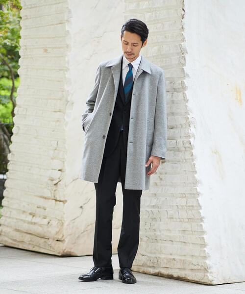 TAKEO KIKUCHI（タケオキクチ）の「カシミヤブレンド ビーバー調ステンカラーコート（ステンカラーコート・メンズ・ダークブラウン系/ライトグレー系/ブルー系その他2/ブラック系・02/04/03）」の16枚目の写真