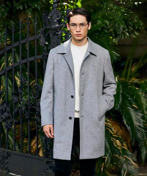 TAKEO KIKUCHI（タケオキクチ）の「カシミヤブレンド ビーバー調ステンカラーコート（ステンカラーコート・メンズ・ダークブラウン系/ライトグレー系/ブルー系その他2/ブラック系・02/04/03）」の17枚目の写真