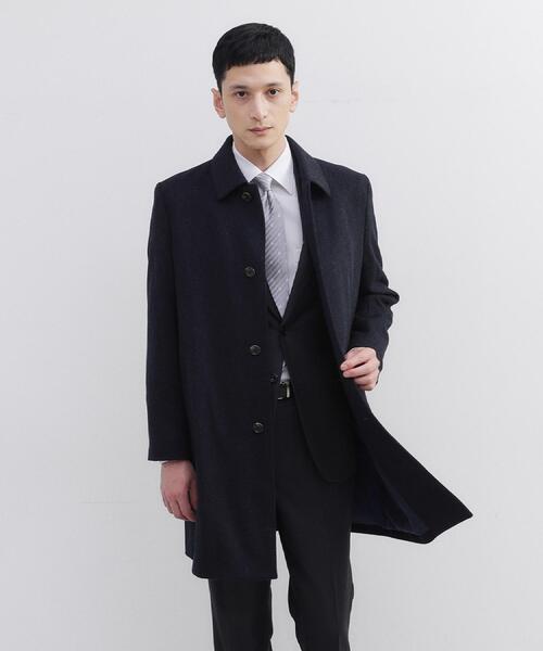 TAKEO KIKUCHI（タケオキクチ）の「カシミヤブレンド ビーバー調ステンカラーコート（ステンカラーコート・メンズ・ダークブラウン系/ライトグレー系/ブルー系その他2/ブラック系・02/04/03）」の18枚目の写真