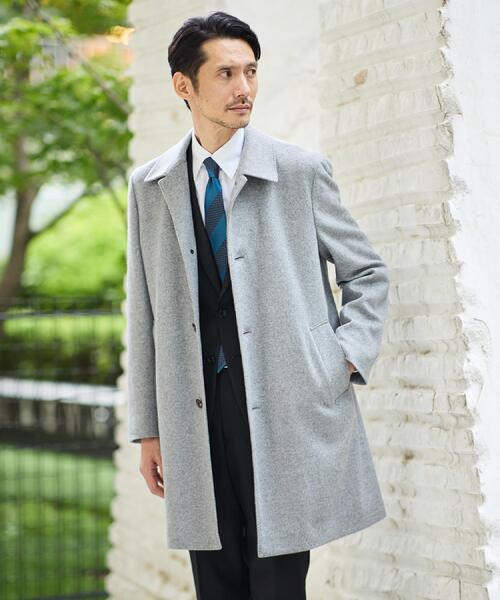 TAKEO KIKUCHI（タケオキクチ）の「カシミヤブレンド ビーバー調ステンカラーコート（ステンカラーコート・メンズ・ダークブラウン系/ライトグレー系/ブルー系その他2/ブラック系・02/04/03）」の14枚目の写真