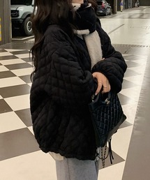 emi+（エミプラス）の「キルティング中綿ノーカラージャケット（ノーカラージャケット）」