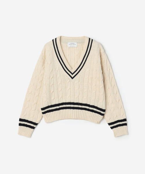 James Charlotte（ジェイムスシャルロット）の「James Charlotte | 〈別注〉 Vネック チルデンニットプルオーバー WOMEN（ニット/セーター・レディース・ブルー系その他5/ホワイト系その他・F）」の15枚目の写真