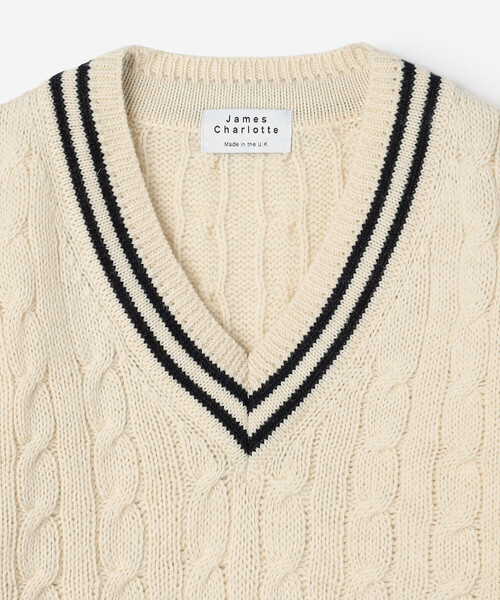 James Charlotte（ジェイムスシャルロット）の「James Charlotte | 〈別注〉 Vネック チルデンニットプルオーバー WOMEN（ニット/セーター・レディース・ブルー系その他5/ホワイト系その他・F）」の17枚目の写真