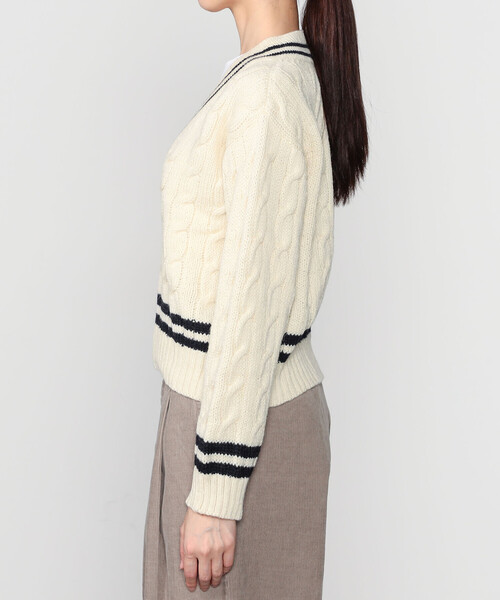 James Charlotte（ジェイムスシャルロット）の「James Charlotte | 〈別注〉 Vネック チルデンニットプルオーバー WOMEN（ニット/セーター・レディース・ブルー系その他5/ホワイト系その他・F）」の12枚目の写真