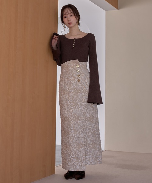 mideal(マイディール)の「jacquard skirt / ジャガードスカート(スカート・レディース・アイボリー/ブラック・FREE)」の1枚目の写真