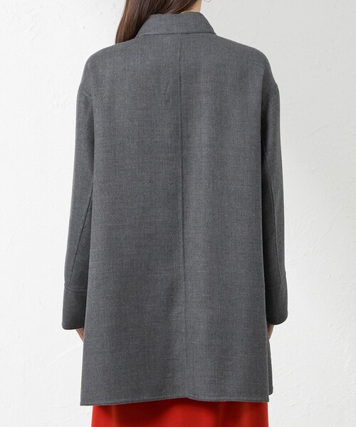 amaca(アマカ)の「梳毛リバーステンカラーコート(ステンカラーコート・レディース・ダークネイビー/グレー系その他・38)」の9枚目の写真