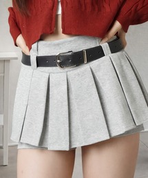 SPINNS（スピンズ）の「美脚盛れ★ワンホンレイヤード風プリーツミニスカート/ベルト付き/スカパン（スカート）」