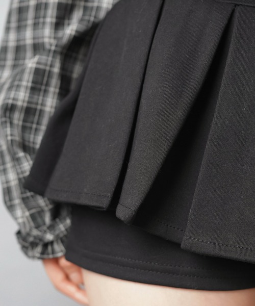 SPINNS（スピンズ）の「美脚盛れ★ワンホンレイヤード風プリーツミニスカート/ベルト付き/スカパン（スカート・レディース・ブラック/チャコール/オートミール・ONESIZE）」の19枚目の写真