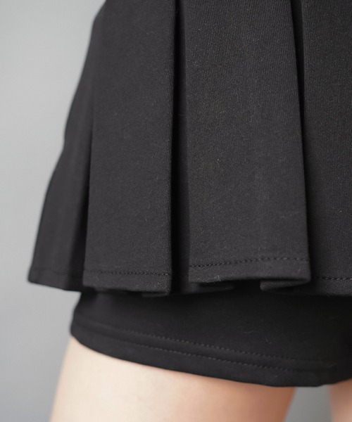 セール】美脚盛れ☆ワンホンレイヤード風プリーツミニスカート/ベルト