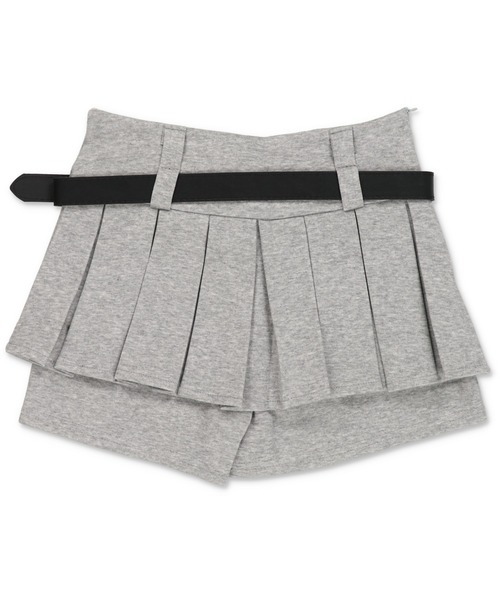 SPINNS（スピンズ）の「美脚盛れ★ワンホンレイヤード風プリーツミニスカート/ベルト付き/スカパン（スカート・レディース・ブラック/チャコール/オートミール・ONESIZE）」の21枚目の写真