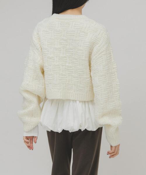 KBF（ケイビーエフ）の「グリッドパターンニット（ニット/セーター・レディース・チャコールグレー/アイボリー・38/36）」の17枚目の写真