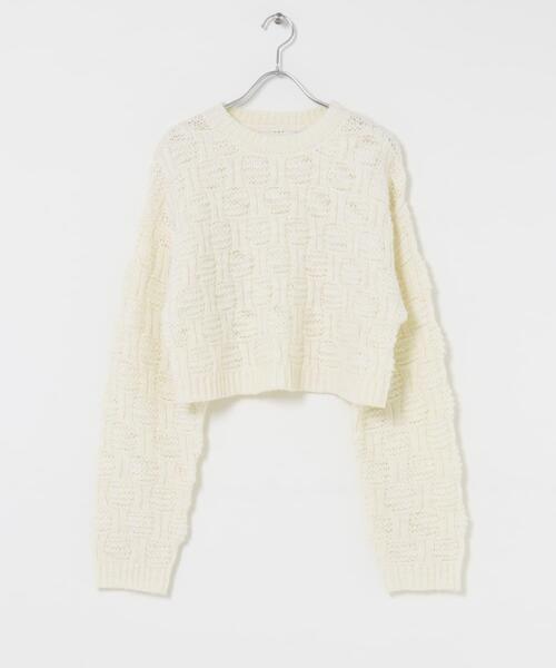 KBF（ケイビーエフ）の「グリッドパターンニット（ニット/セーター・レディース・チャコールグレー/アイボリー・38/36）」の20枚目の写真