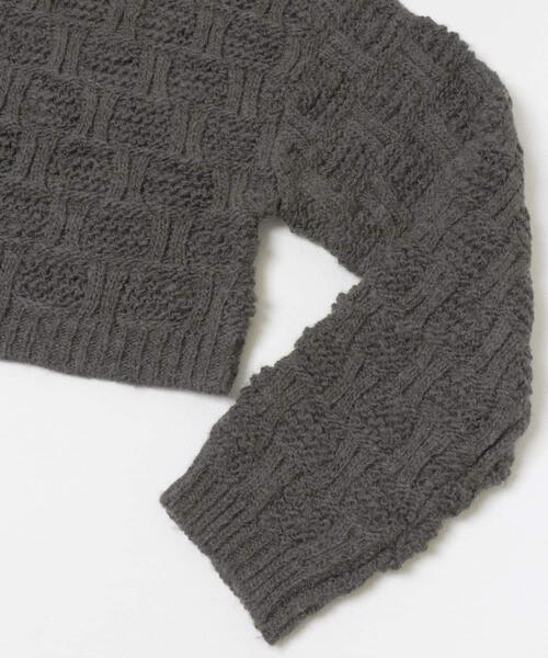 KBF（ケイビーエフ）の「グリッドパターンニット（ニット/セーター・レディース・チャコールグレー/アイボリー・38/36）」の3枚目の写真