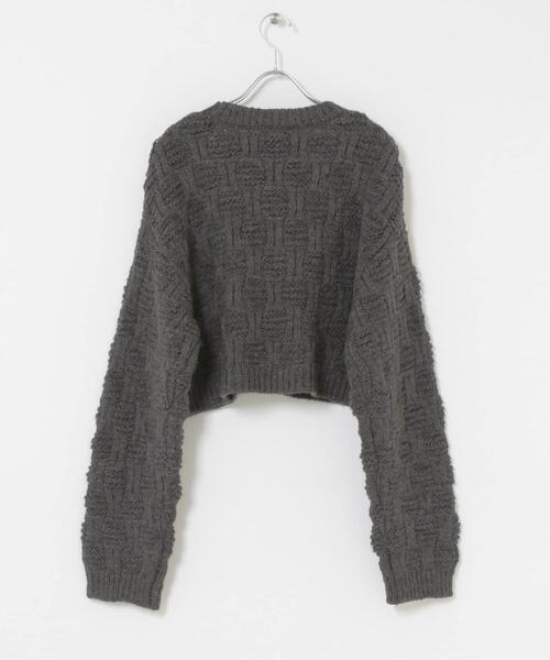 KBF（ケイビーエフ）の「グリッドパターンニット（ニット/セーター・レディース・チャコールグレー/アイボリー・38/36）」の4枚目の写真