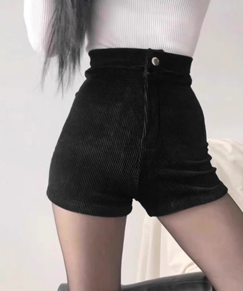 Miniministore(ミニミニストア)の「コーデュロイショートパンツ秋冬短パン脚長(デニムパンツ・レディース・ブラック・L/S/XL/M)」の8枚目の写真