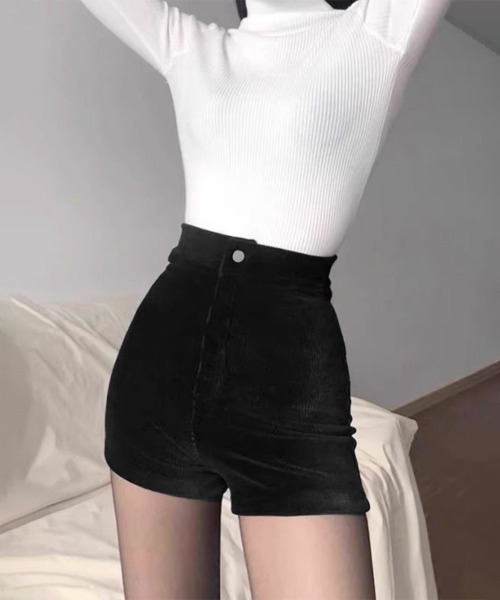 Miniministore(ミニミニストア)の「コーデュロイショートパンツ秋冬短パン脚長(デニムパンツ・レディース・ブラック・L/S/XL/M)」の9枚目の写真