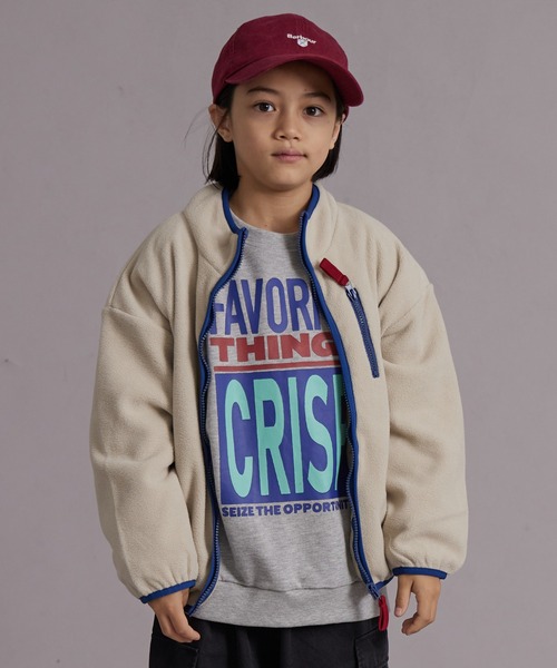 PAIRMANON STREET（ペアマノンストリート）の「フリース スタンドカラー 無地 総柄 ジップアウター【PAIRMANON STREET】（その他アウター・キッズ・ベージュ系その他/ブラック系その他/パープル/オレンジ/グリーン系その他/ブルー系その他/アイボリー/ブラック・110/120/130/140/150/160/90/100）」の2枚目の写真