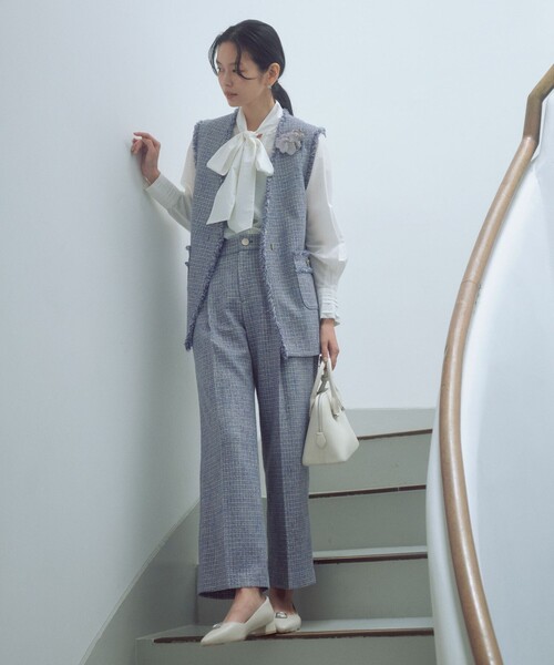 green label relaxing（グリーンレーベルリラクシング）の「［size SHORTあり］ボウタイ ギャザー ブラウス（シャツ/ブラウス・レディース・ホワイト/ライトブルー・SHORT/FREE）」の10枚目の写真